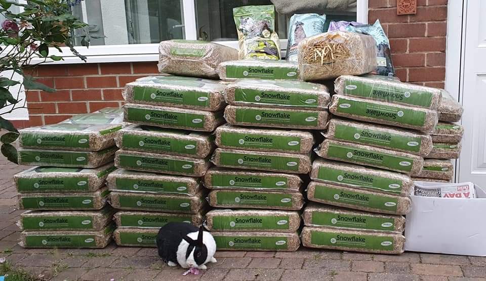 Chairbun Dave receiving our kind hay donations.